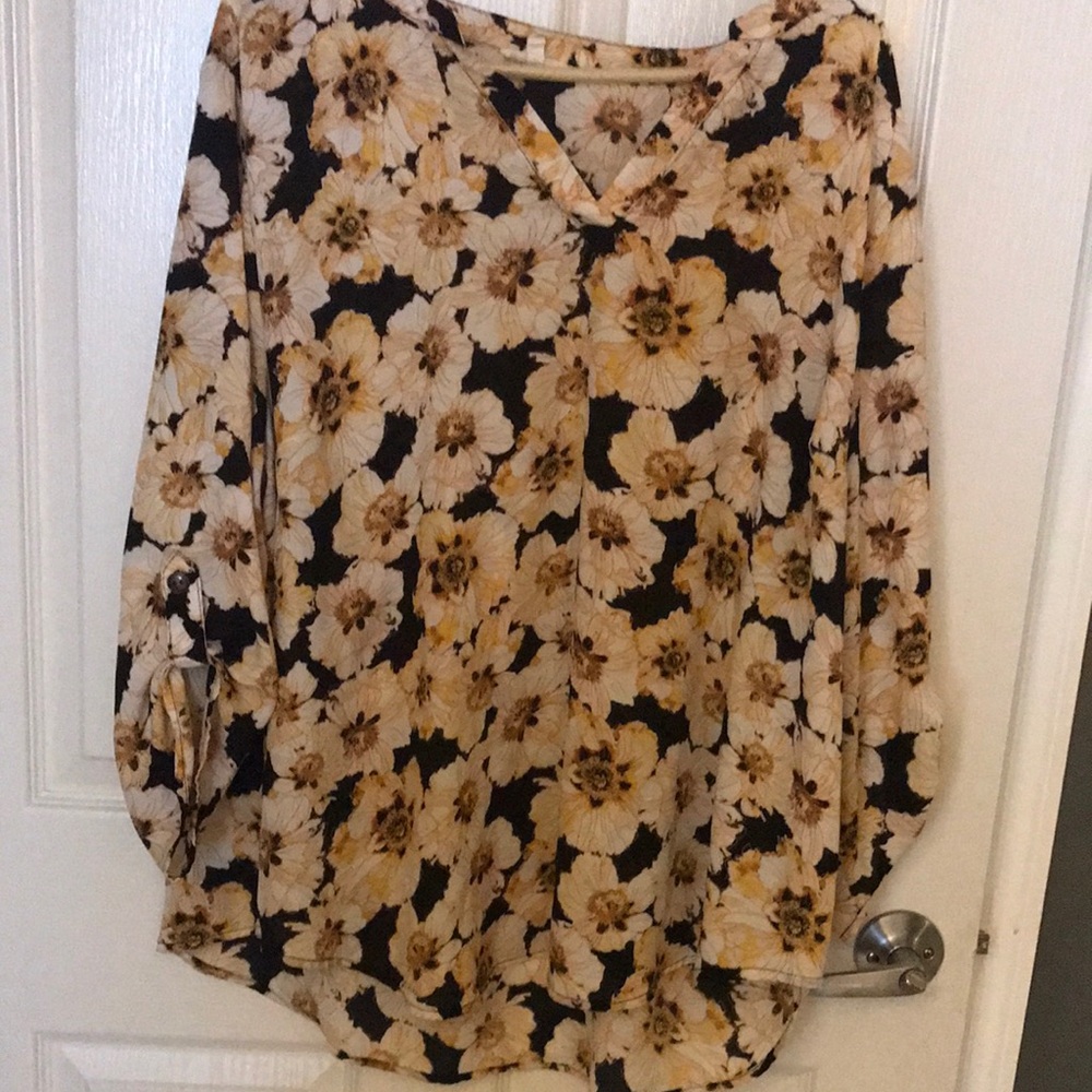 Maurices Tan Long Sleeve Relaxed Blouse